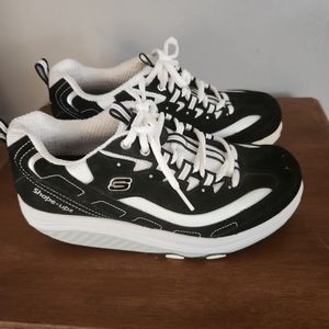 SKECHERS 'Shape-Ups' Black Suede Leather Shoes Womens  7.5